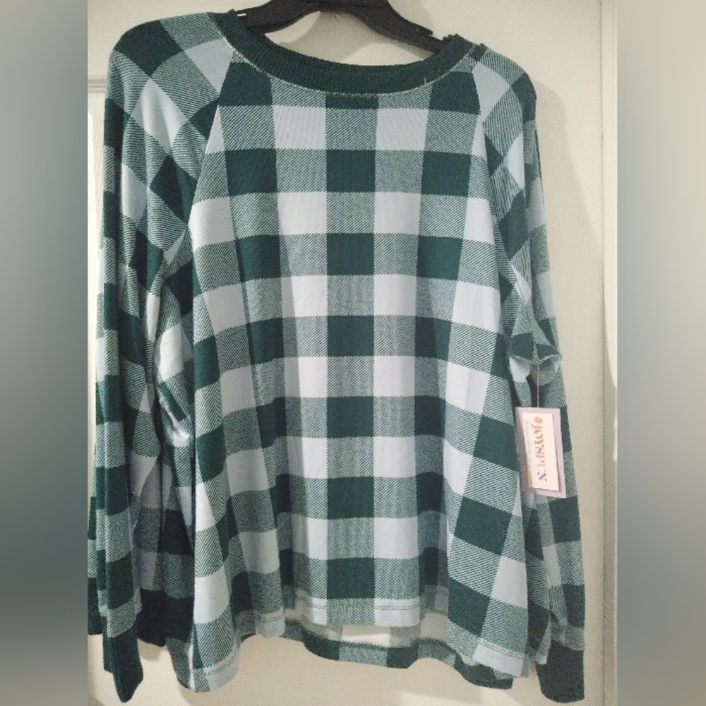 Green Plaid Women's Pajama Top
